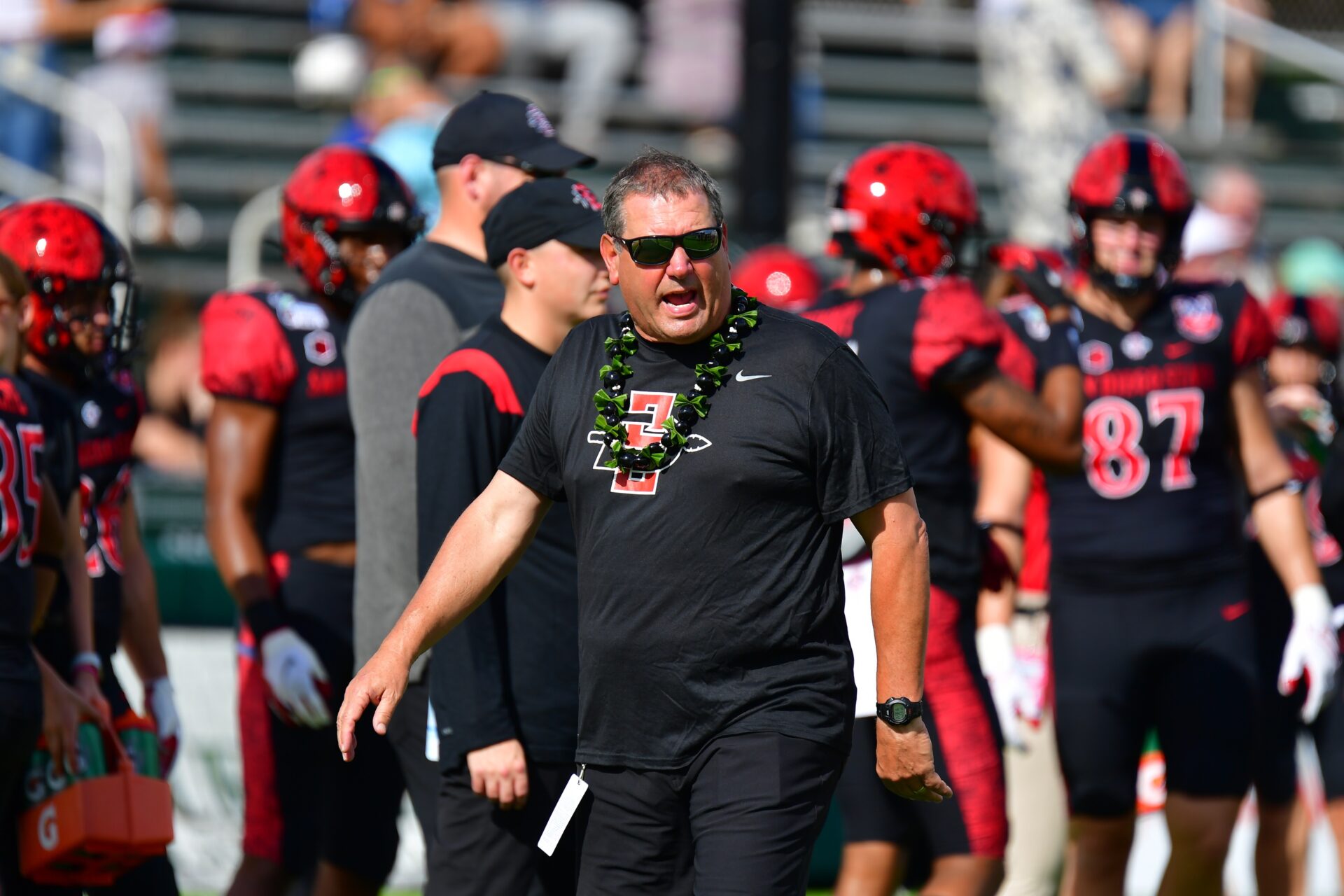 Brady Hoke prior to the start of a game against Middle Tennessee.