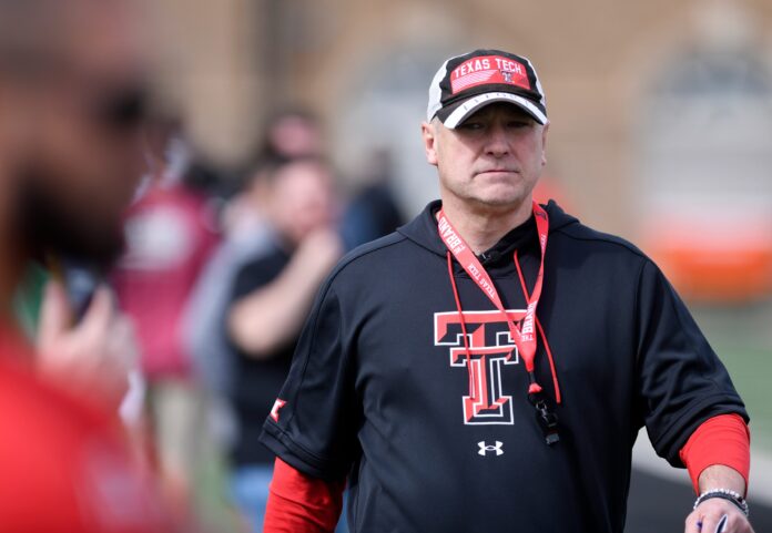 Texas Tech head coach Joey McGuire during the Red Raiders' practice.