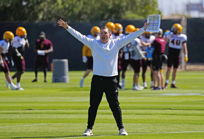 Kenny Dillingham leads the Arizona State coaching staff in 2023