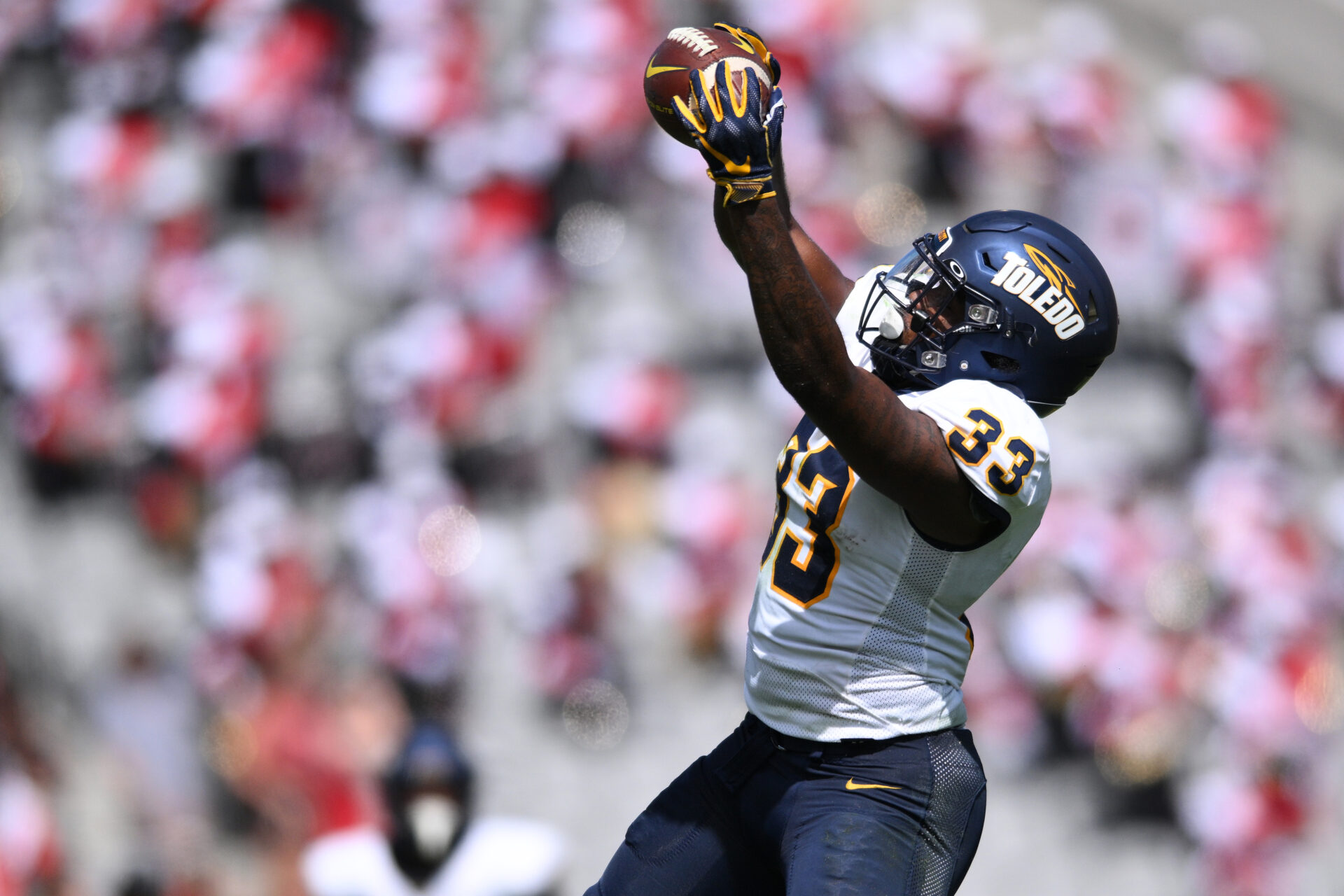 Toledo Rockets running back Peny Boone (33) makes a catch against the San Diego State Aztecs during the first half at Snapdragon Stadium.