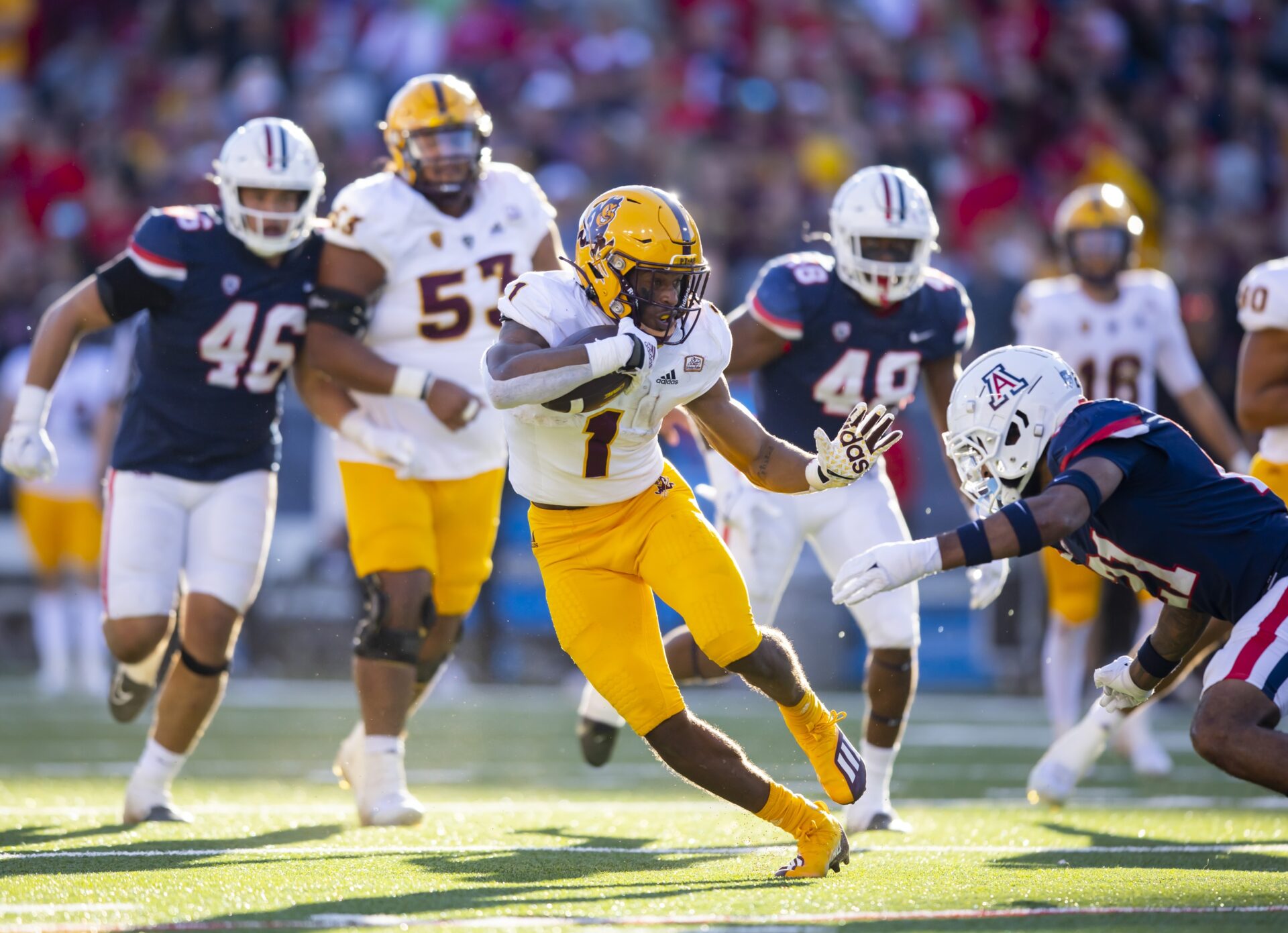 Arizona State Sun Devils running back Xazavian Valladay (1) against the Arizona Wildcats during the Territorial Cup at Arizona Stadium.