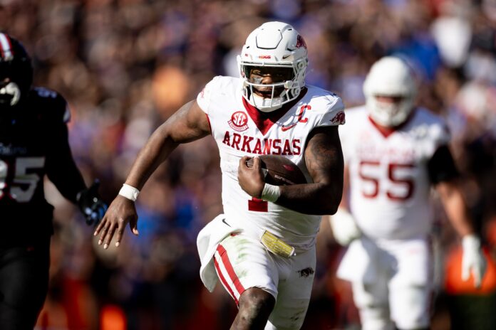 According to reports, Arkansas QB KJ Jefferson is expected to enter the transfer portal after five years with the Razorbacks. Here's the latest on his status.
