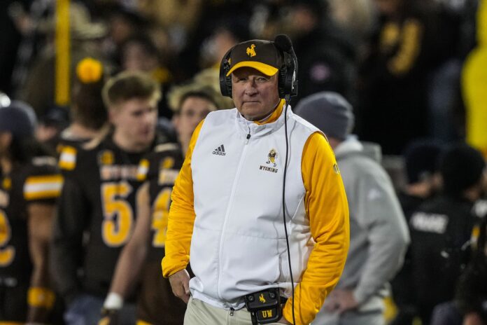 Wyoming Cowboys head coach Craig Bohl against the Colorado State Rams during the fourth quarter at Jonah Field at War Memorial Stadium.