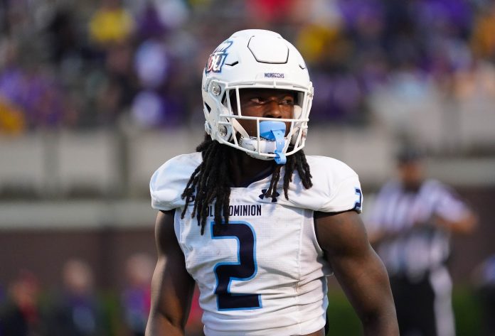 Sep 10, 2022; Greenville, North Carolina, USA; Old Dominion Monarchs cornerback LaMareon James (2) looks on against the East Carolina Pirates during the first half at Dowdy-Ficklen Stadium. Mandatory Credit: James Guillory-USA TODAY Sports