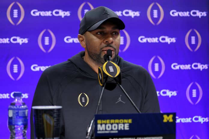 Michigan Wolverines head coach Jim Harbaugh praised his offensive coordinator Sherrone Moore who could be up for a head coaching job in the near future.