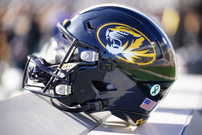 A general view of a Missouri Tigers helmet against the LSU Tigers prior to a game at Faurot Field at Memorial Stadium.