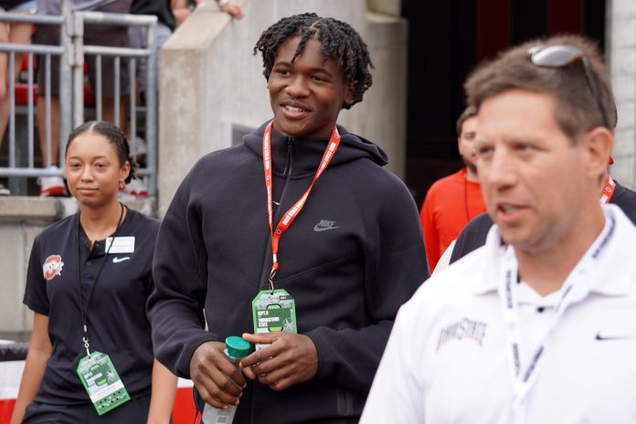 Ohio State 2024 commitment Jeremiah Smith attends OSU's football game against Youngstown State.