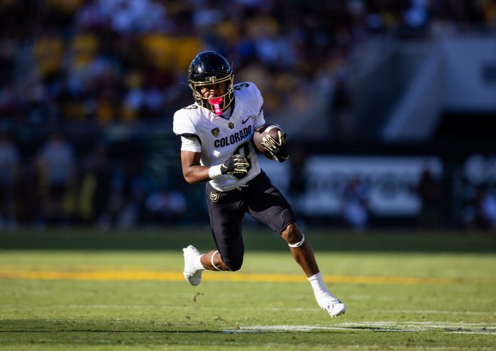 Colorado Buffaloes running back Dylan Edwards (3) against the Arizona State Sun Devils in the first half at Mountain America Stadium.