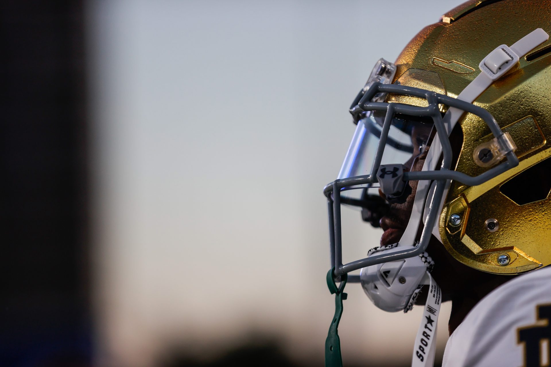 Sep 30, 2023; Durham, North Carolina, USA; Notre Dame Fighting Irish cornerback Benjamin Morrison (20) looks on before the first half of the game against Duke Blue Devils at Wallace Wade Stadium. Mandatory Credit: Jaylynn Nash-USA TODAY Sports