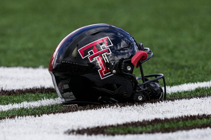 Sep 2, 2023; Laramie, Wyoming, USA; A general view of a Texas Tech Red Raiders helmet before game against the Wyoming Cowboys at Jonah Field at War Memorial Stadium. Mandatory Credit: Troy Babbitt-USA TODAY Sports