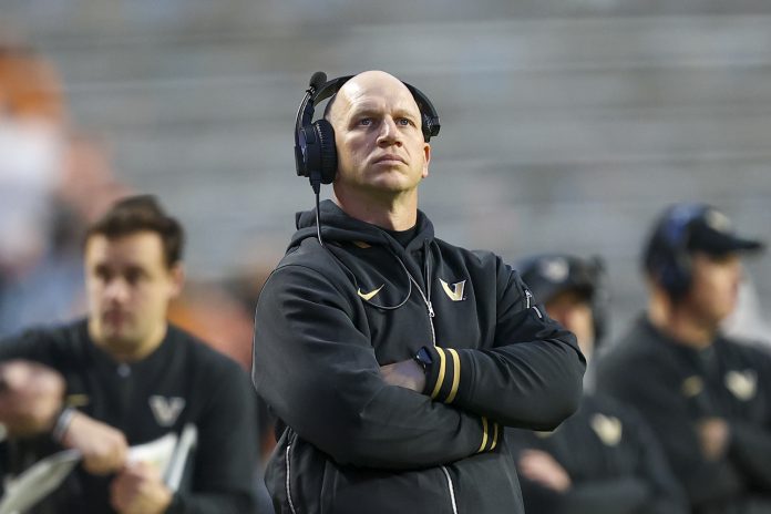 Vanderbilt Commodores head coach Clark Lea during the first half against the Tennessee Volunteers at Neyland Stadium.