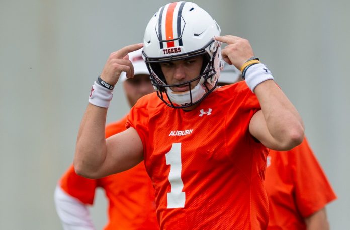 Auburn Tigers quarterback Payton Thorne (1) during practice at Woltosz Football Performance Center in Auburn.