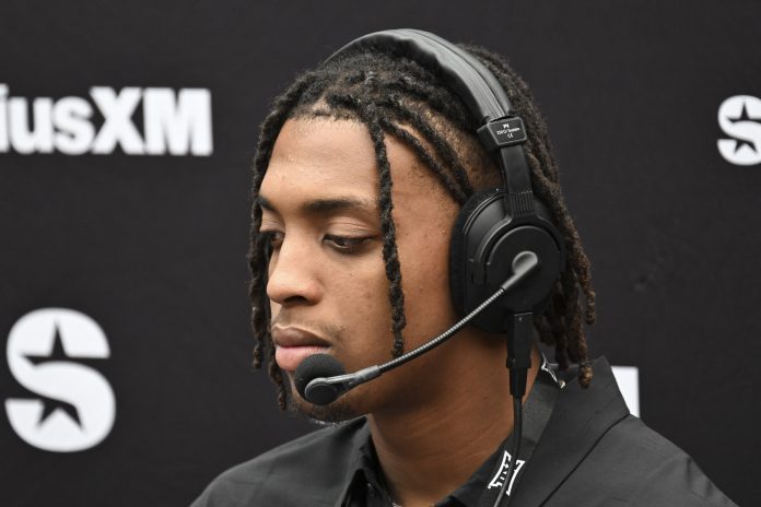 Oklahoma State Cowboys running back Ollie Gordon II speaks to the media during the Big 12 Media Days at Allegiant Stadium.