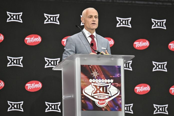 Big 12 Conference commissioner Brett Yormark speaks to the media during the Big 12 Media Days.