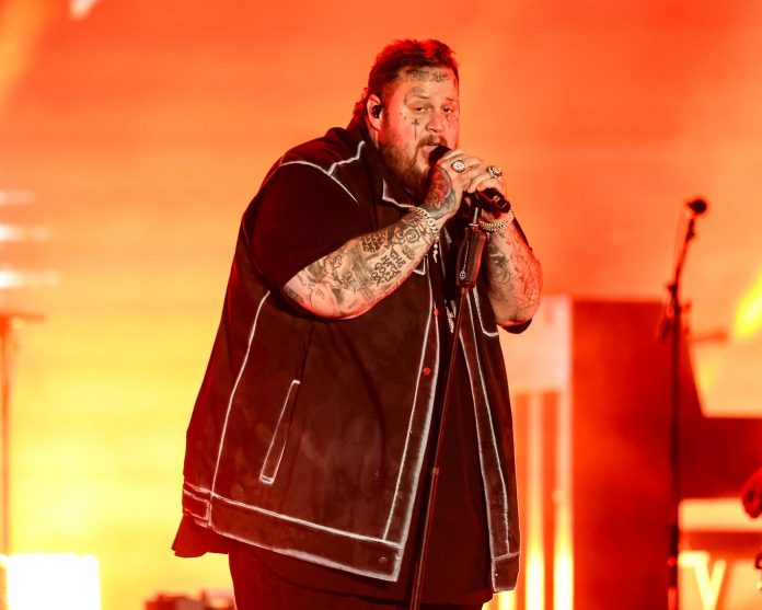 Jason Bradley DeFord, known professionally as Jelly Roll, performs in front of a sold out Grandstand at the Iowa State Fair on Saturday, Aug. 10, 2024.