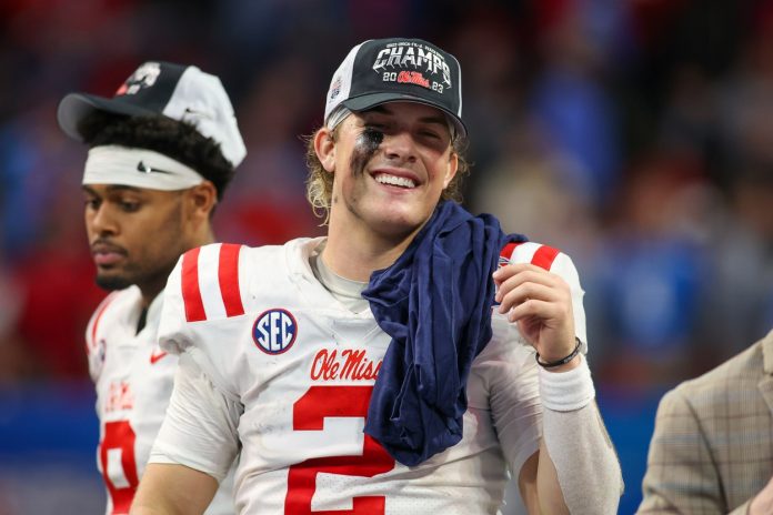 Ole Miss Rebels QB Jaxson Dart (2) is on the preseason watch list for the Davey O'Brien award in 2024.