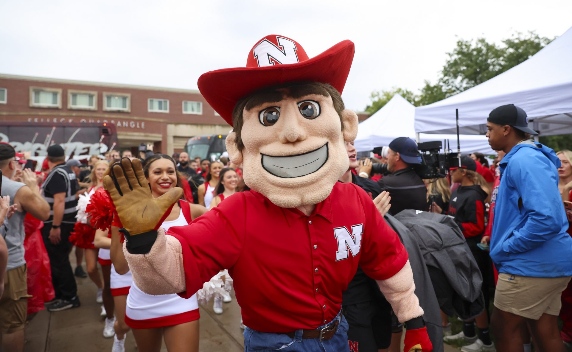 Nebraska Cornhuskers mascot Herbie Husker before the game against the Oklahoma Sooners at Memorial Stadium.