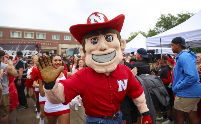 Nebraska Cornhuskers mascot Herbie Husker before the game against the Oklahoma Sooners at Memorial Stadium.