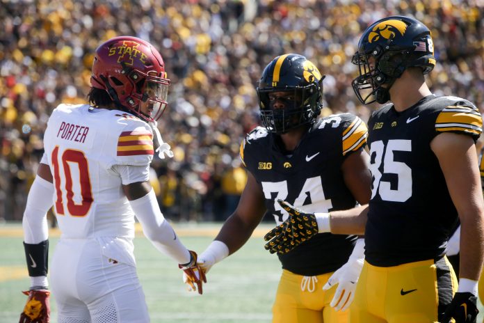 What is the Cy-Hawk Trophy and just how dominant have the Iowa Hawkeyes been against their in-state Iowa State Cyclones in the Cy-Hawk Series?