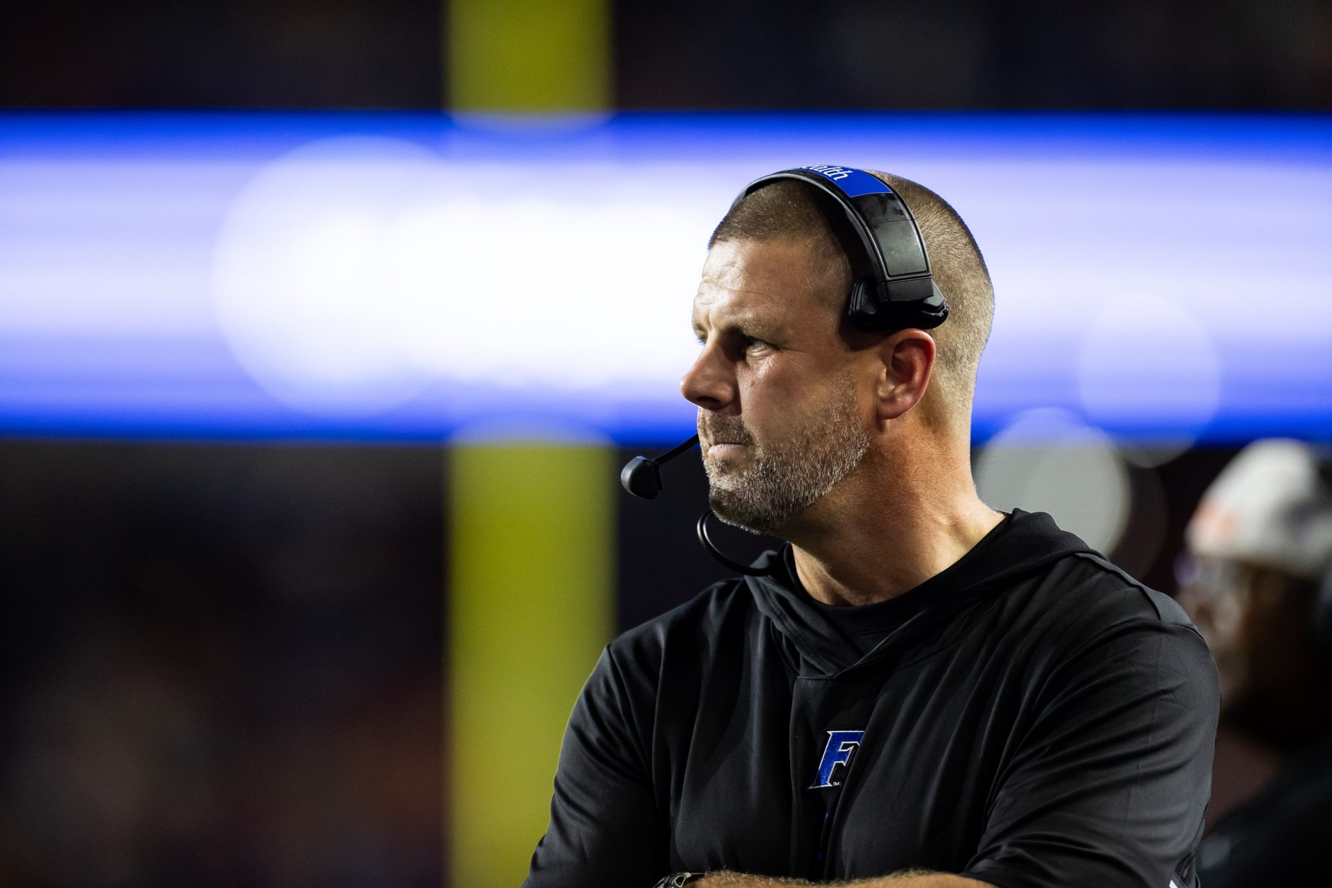 Florida Gators head coach Billy Napier looks on against the Samford Bulldogs during the second half at Ben Hill Griffin Stadium. Mandatory Credit: Matt Pendleton-Imagn Images