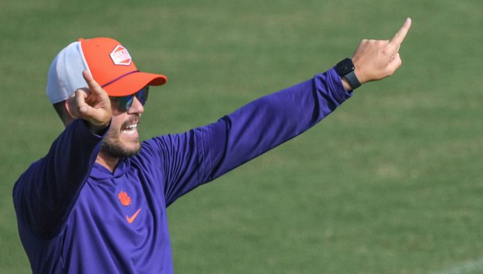 Clemson offensive coordinator Garrett Riley during the Clemson second August practice in Clemson, S.C. Friday August 2, 2024. © Ken Ruinard / staff / USA TODAY NETWORK