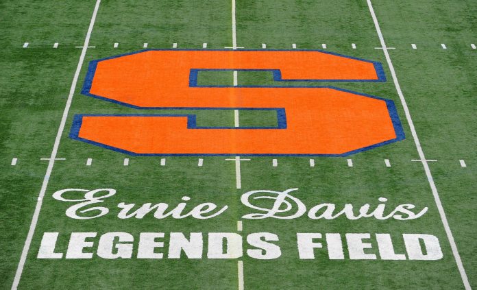 A general view of Ernie Davis Legends Field inside the Carrier Dome prior to the start of the game between the Northwestern Wildcats and Syracuse Orange. Does anyone join him as among Syracuse Orange Heisman winners?