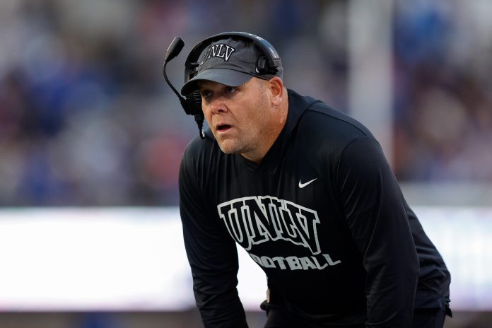 UNLV Rebels head coach Barry Odom reacts in the fourth quarter against the Air Force Falcons at Falcon Stadium. Mandatory Credit: Isaiah J. Downing-USA TODAY Sports