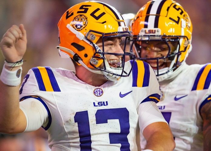 Everything you need to know about LSU QB Garrett Nussmeier, including his current NFL Draft stock, NIL valuation, stats, highlights, and much more.