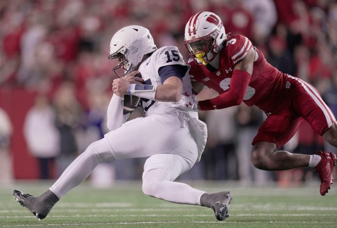 Drew Allar did not return to action in the second half for Penn State against Wisconsin, putting his status for next week's game against Ohio State in jeopardy.