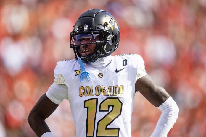 Colorado Buffalos wide receiver/cornerback Travis Hunter (12) against the Arizona Wildcats at Arizona Stadium.