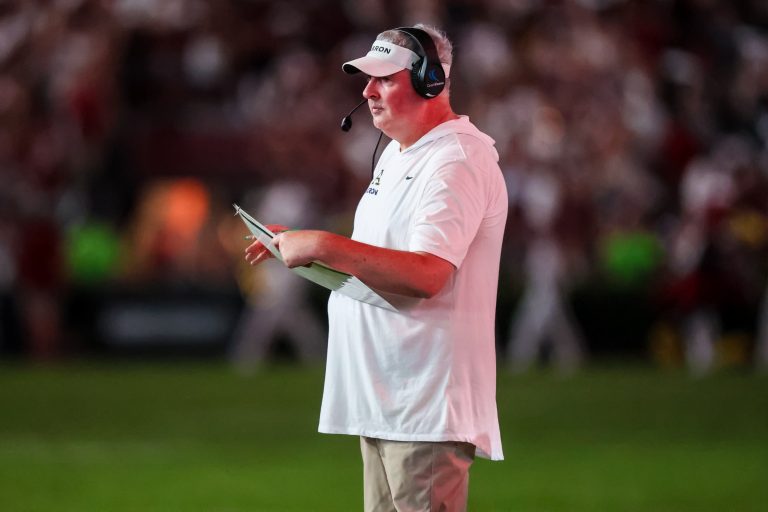 Akron Zips head coach Joe Moorhead directs his team against the South Carolina Gamecocks in the second quarter at Williams-Brice Stadium.