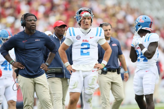 The latest injury update for Jaxson Dart doesn't look promising as the star Ole Miss QB hobbled off the field against Georgie before heading to the locker room.