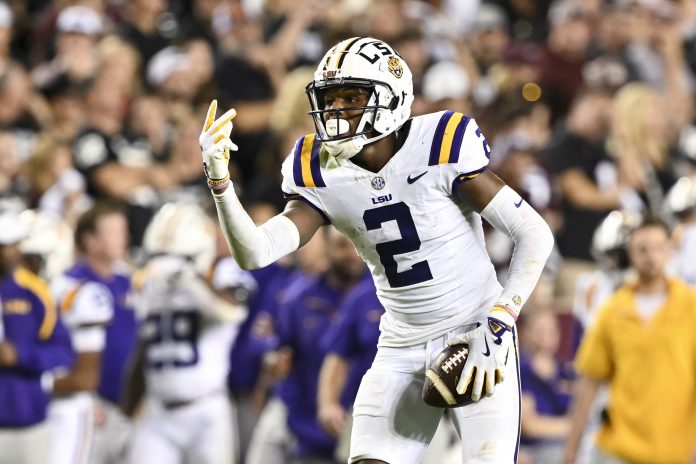 LSU Tigers wide receiver Kyren Lacy (2) reacts against the Texas A&M Aggies during the second half.