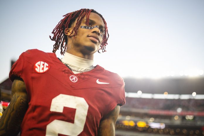 Alabama Crimson Tide wide receiver Ryan Williams (2) walks toward the home locker room after a victory over the Missouri Tigers at Bryant-Denny Stadium.