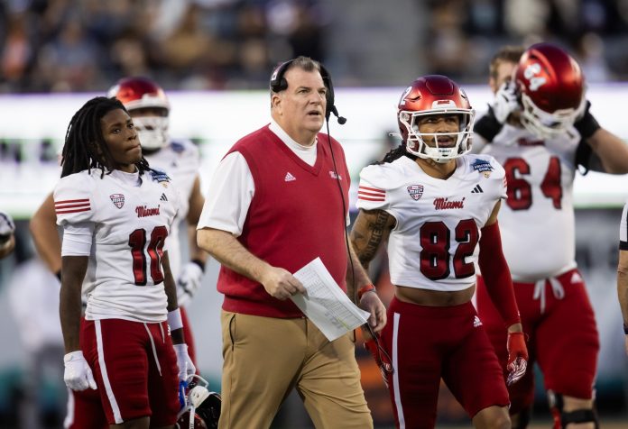 Miami (OH) RedHawks head coach Chuck Martin against the Colorado State Rams during the Snoop Dogg Arizona Bowl at Arizona Stadium.