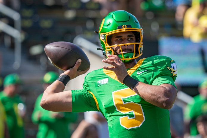 Dante Moore steps into the spotlight as Oregon’s potential QB1 during training. New social media posts hint at Moore’s growing influence within the team.