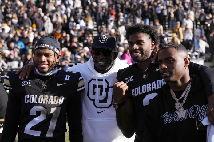 Colorado Buffaloes head coach Deion Sanders reminisces on The Late Show with Stephen Colbert about his time coaching sons Shedeur and Shilo.