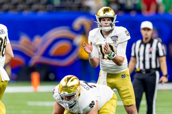 Drew Allar vs. Riley Leonard. Tyler Warren vs. Notre Dame's relentless defense. Who prevails in this clash of titans? Here’s our Notre Dame vs. Penn State prediction.