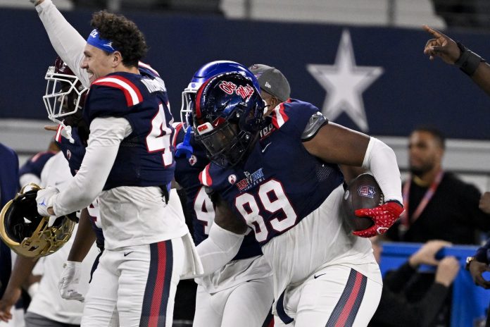 JJ Pegues, the towering 324-pound Ole Miss Rebels defensive tackle, stunned everyone with a spectacular interception at the Shrine Bowl, showing that big men can make game-changing plays too.