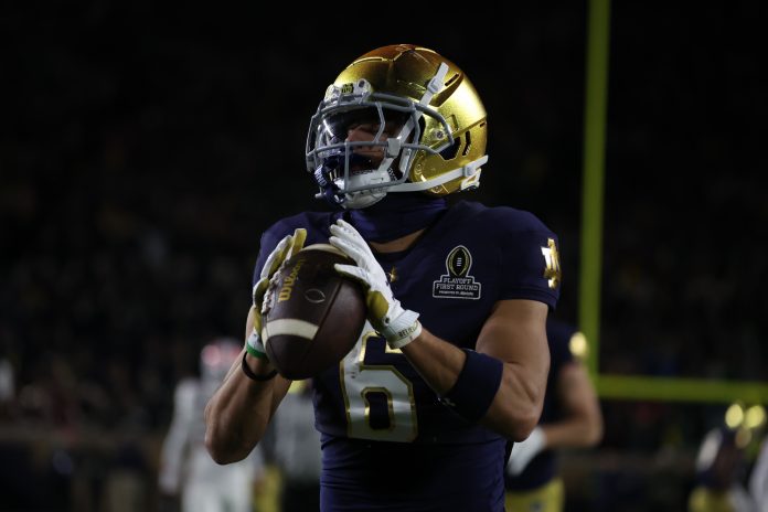 Notre Dame WR Jordan Faison is playing in the 2025 CFP National Championship, but unlike the rest of his teammates, it wouldn't be his first title.