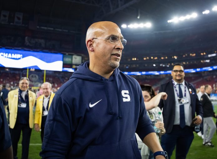 Penn State Nittany Lions head coach James Franklin against the Boise State Broncos in the Fiesta Bowl at State Farm Stadium.