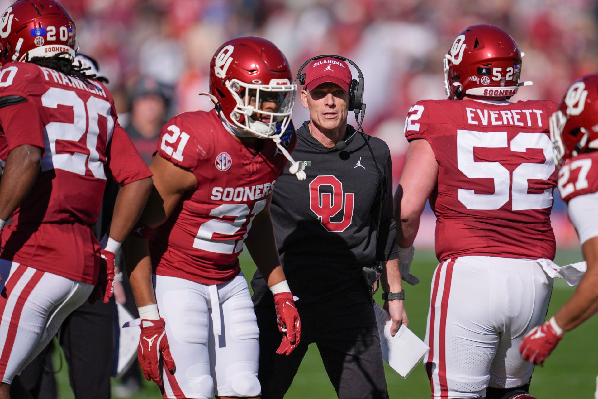 Oklahoma coach Brent Venables during the Armed Forces Bowl football game between the University of Oklahoma Sooners (OU) and the Navy Midshipmen at Amon G. Carter Stadium in Fort Worth, Texas, Friday, Dec. 27, 2024. Navy won 21-20.