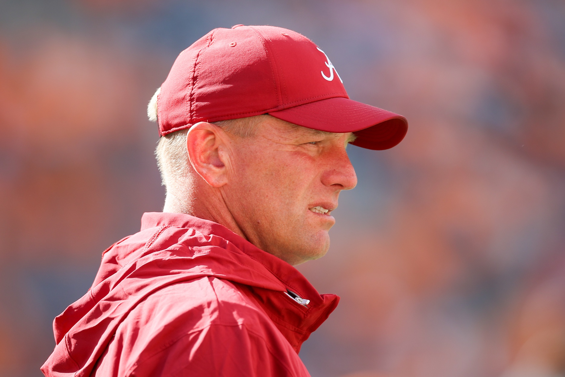 Alabama Crimson Tide head coach Kalen DeBoer looks on before a game against the Tennessee Volunteers at Neyland Stadium.