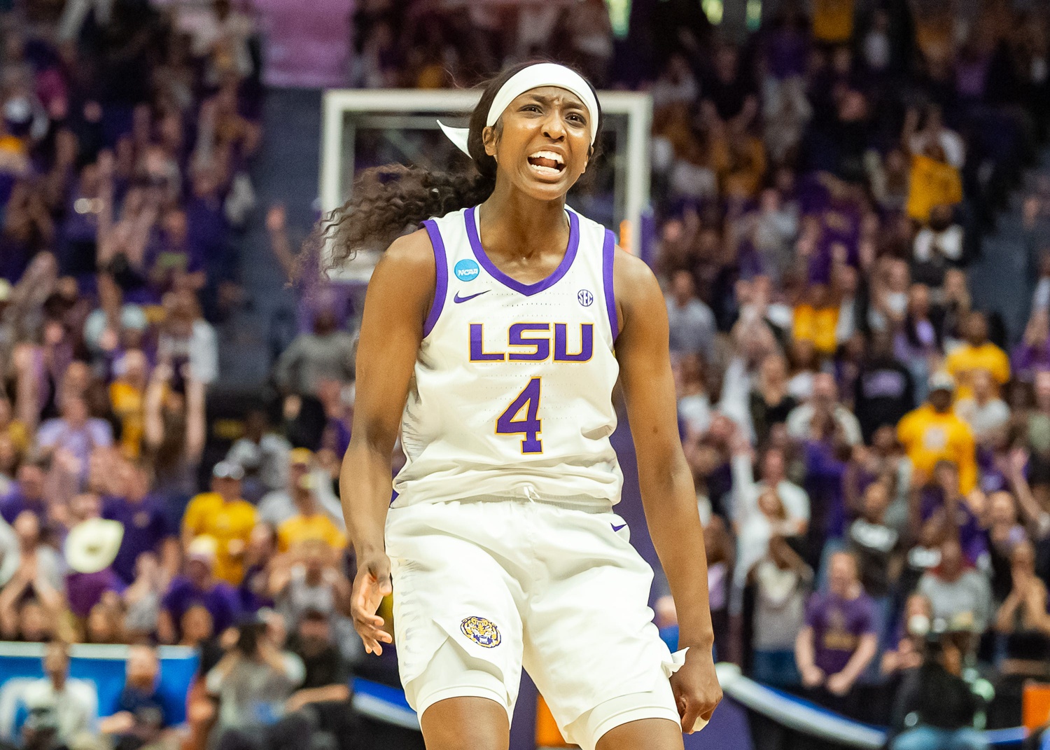 Flau Jae Johnson 4 The LSU Tigers take down the Middle Tennessee Blue Raiders in the second round of the 2024 NCAA Tournament in Baton Rouge, LA at the Pete Maravich Assembly Center. Sunday, March 24, 2024.