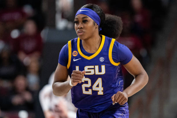 Aneesah Morrow #24 of the LSU Lady Tigers plays against the South Carolina Gamecocks during their game at Colonial Life Arena on January 24, 2025 in Columbia, South Carolina.