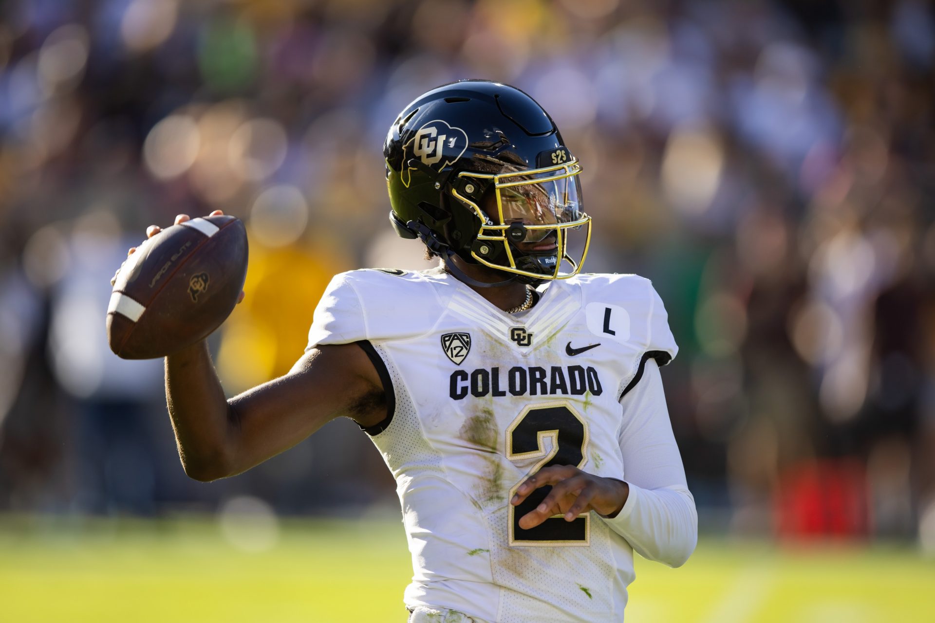 Colorado Buffaloes quarterback Shedeur Sanders (2) against the Arizona State Sun Devils at Mountain America Stadium, Home of the ASU Sun Devils.