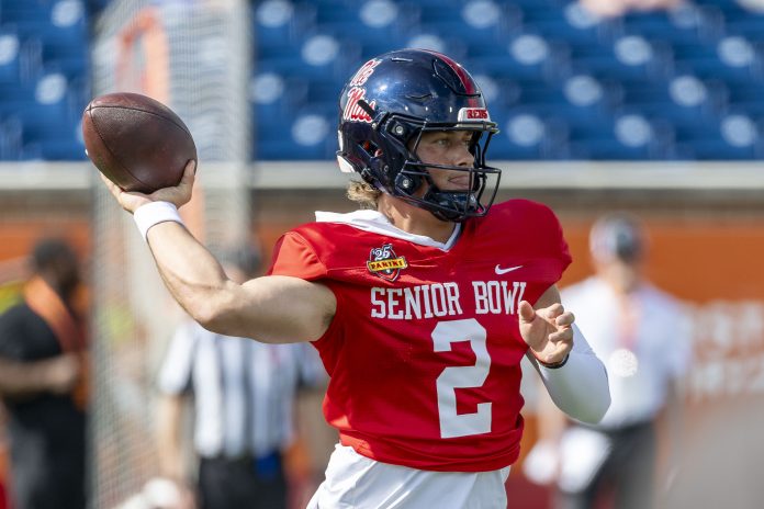 Ole Miss QB Jaxson Dart impressed at the Senior Bowl, addressing analysts and boosting his NFL Draft stock with standout performances