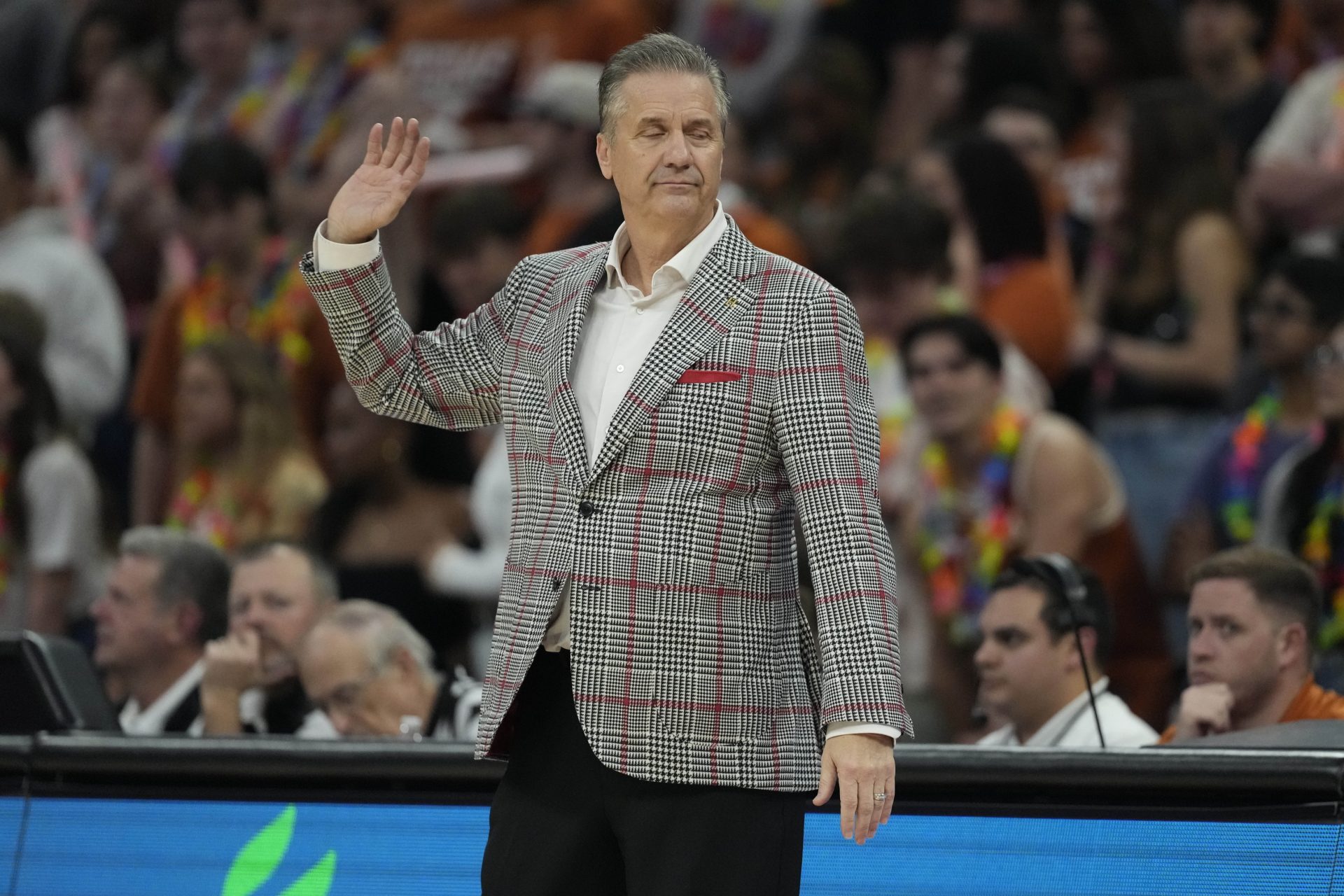 Arkansas Razorbacks head coach John Calipari reacts during the second half against the Texas Longhorns at Moody Center.