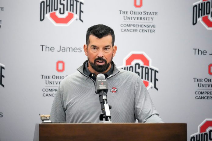 Ohio State Buckeyes head coach Ryan Day speaks to the media during a press conference at the Woody Hayes Athletic Center on Tuesday.