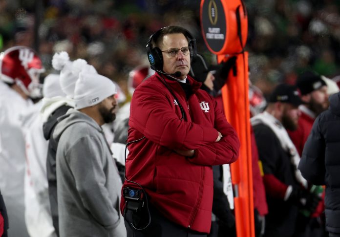 Indiana Hoosiers head coach Curt Cignetti during the first half against the Notre Dame Fighting Irish at Notre Dame Stadium.